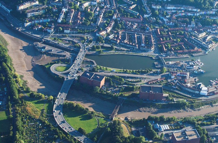 Arial western harbour showing roads and waterway