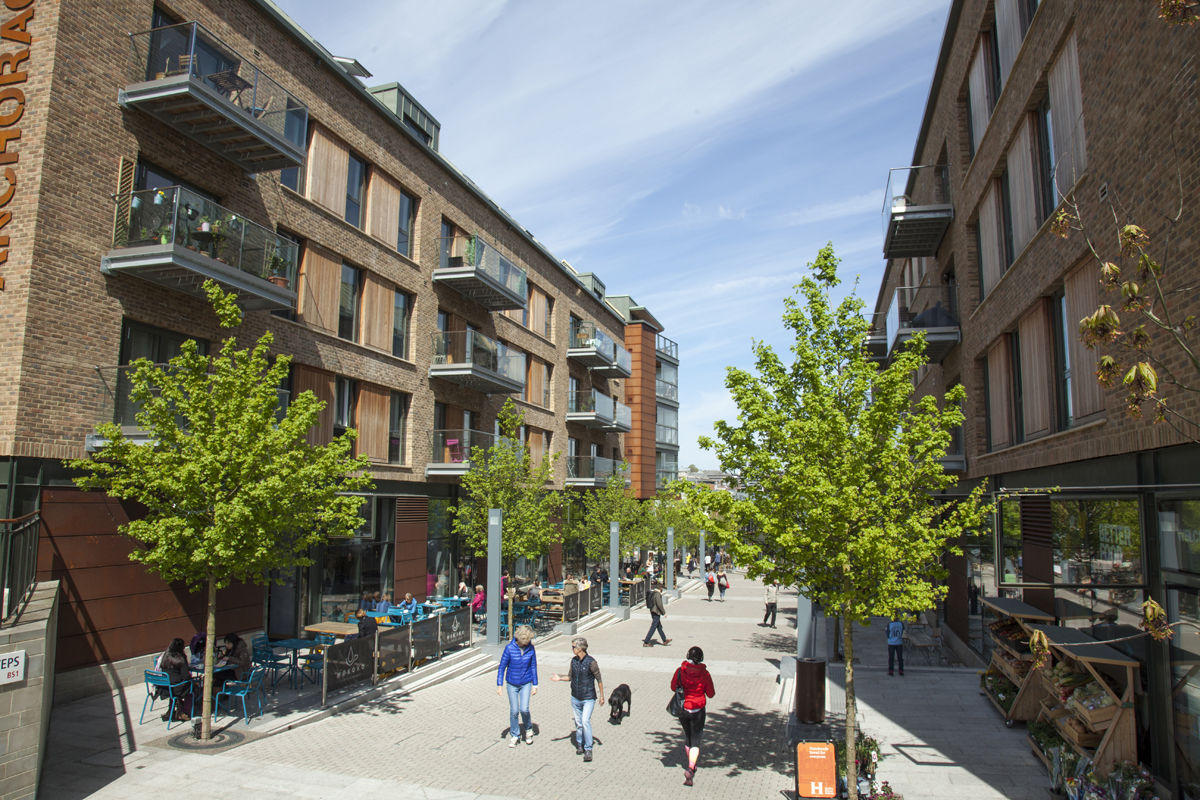 Bristol CGI showing new buildings and pedestrians