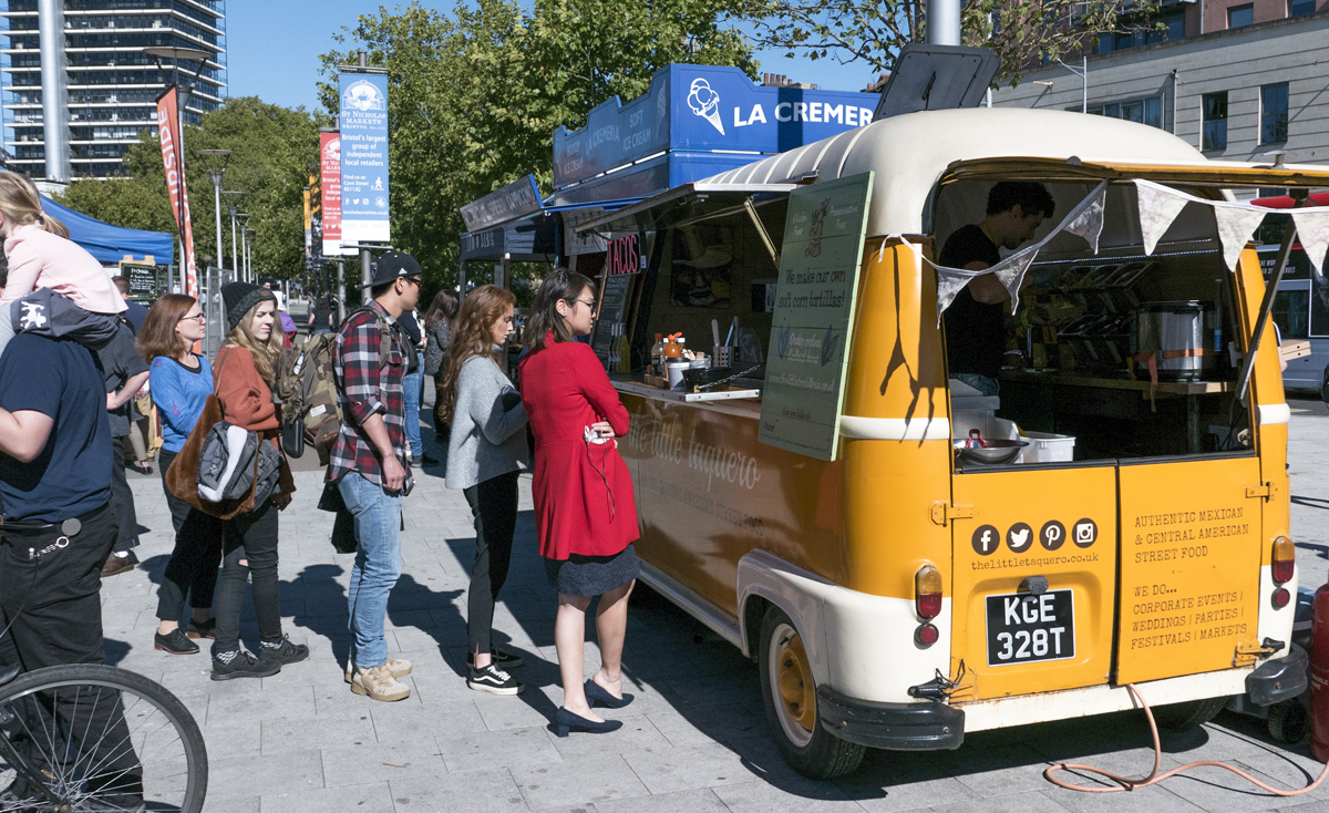 Independent food van at the food market