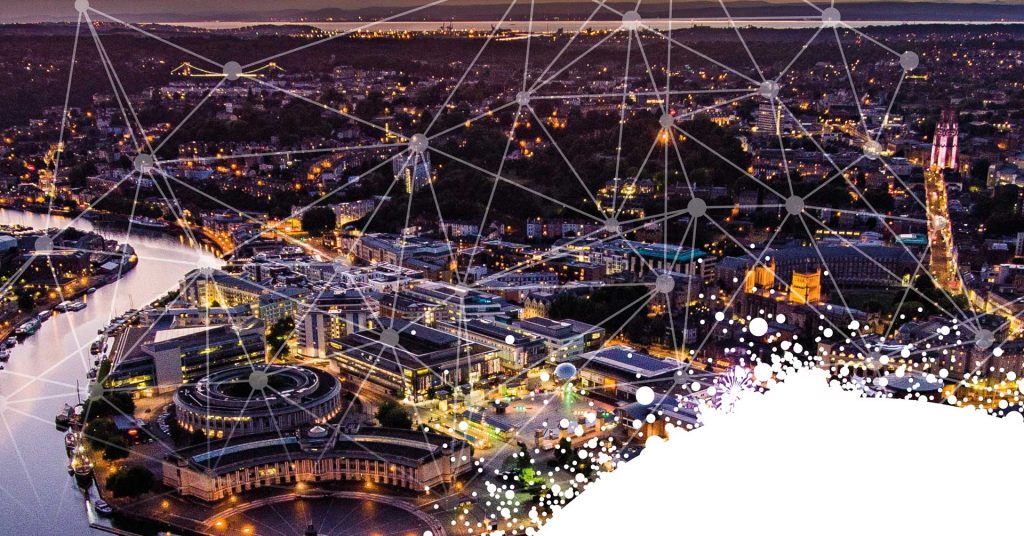 Image of Bristol with a graphic overlay depicting connectivity