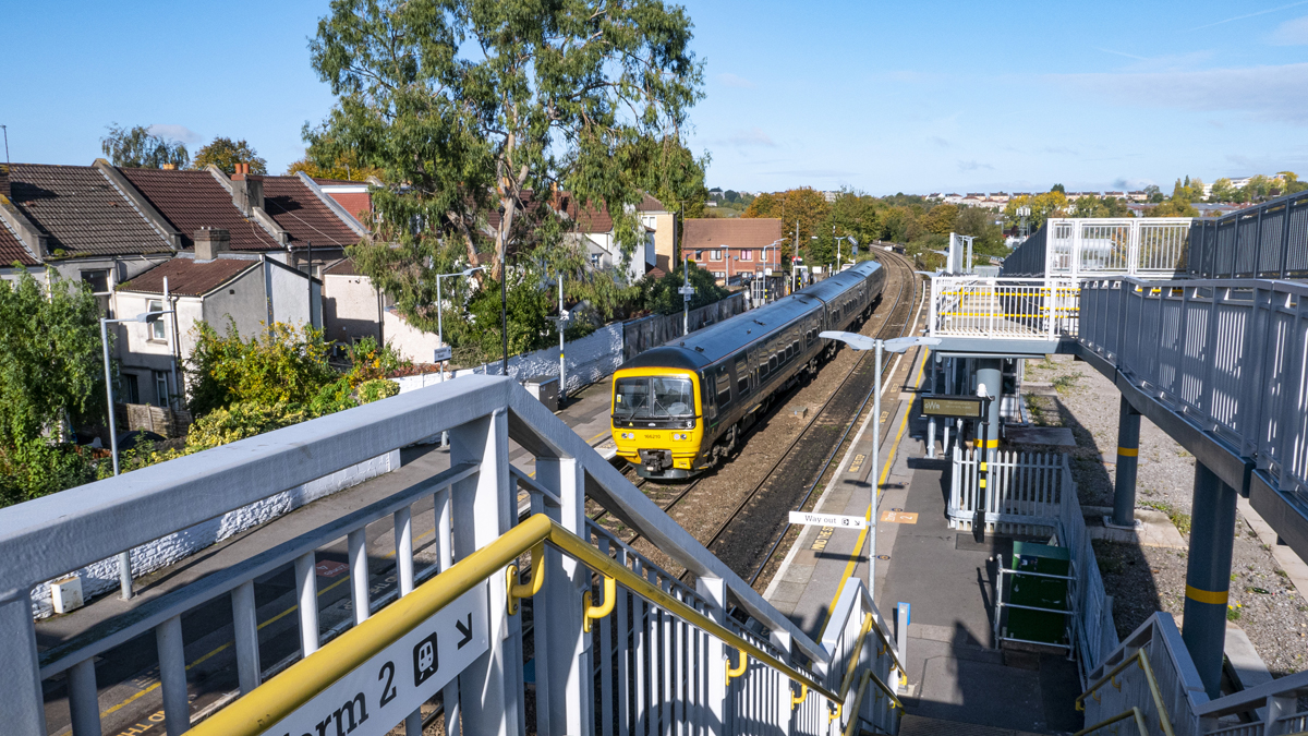 Stapleton Road Station, view of train on the track