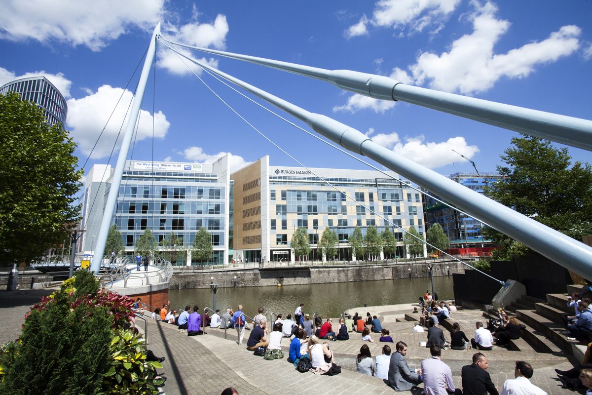 Temple Quay people sitting down