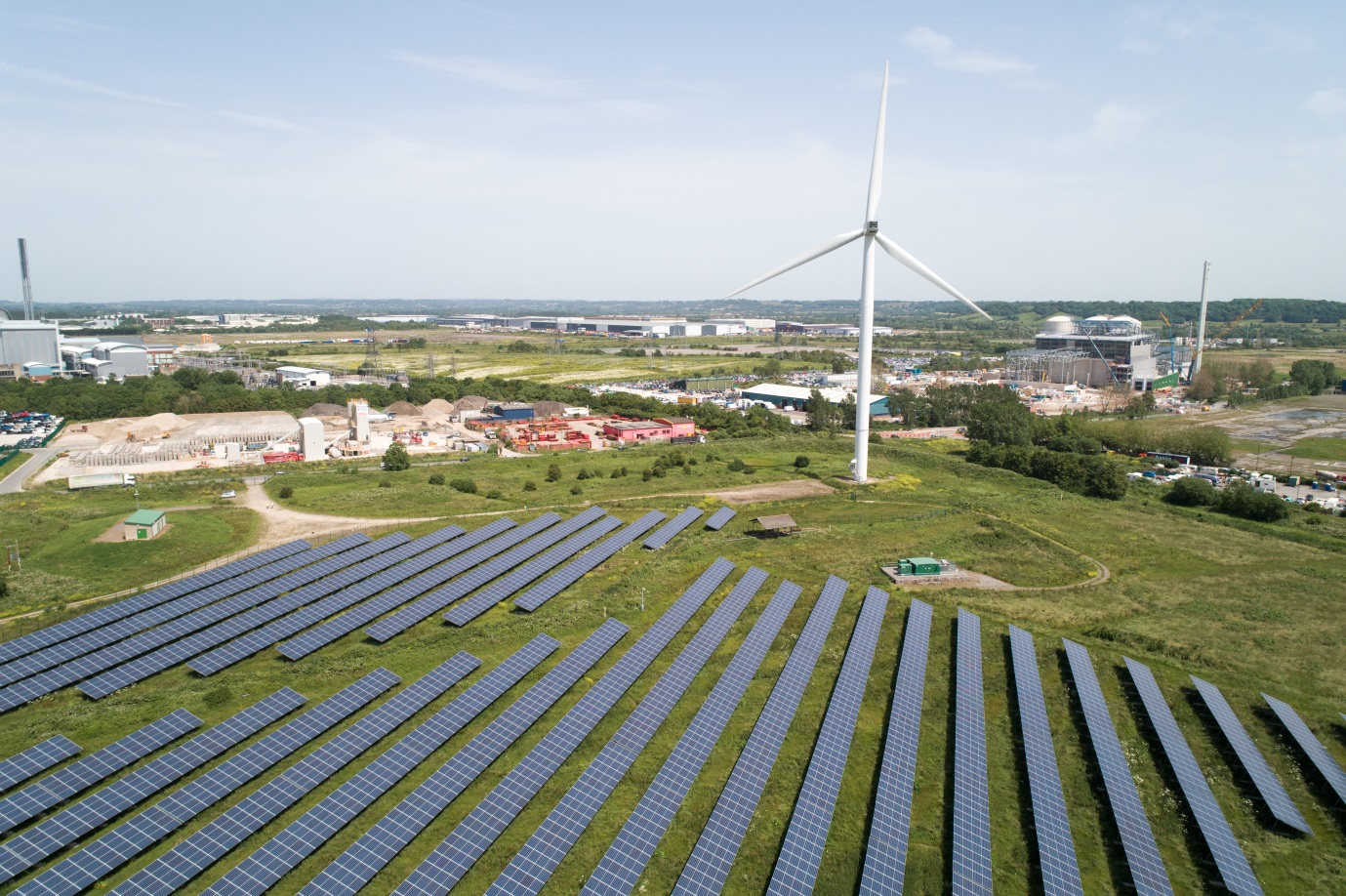 Solar panels and wind turbines