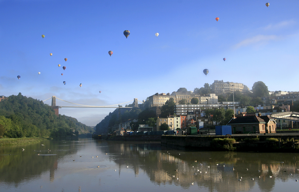 Hot air balloons over Avon Gorge