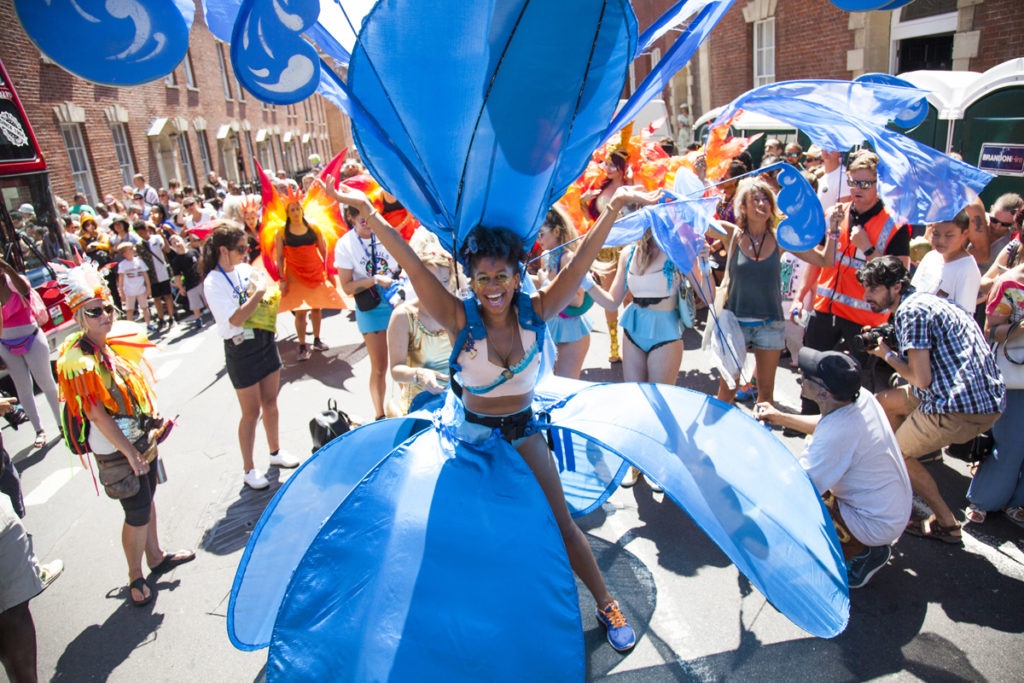 St Pauls Carnival - woman wearing blue carnival attire