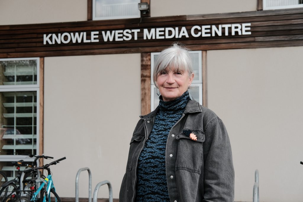 Carolyn Hassan standing in front of Knowle West Media Centre