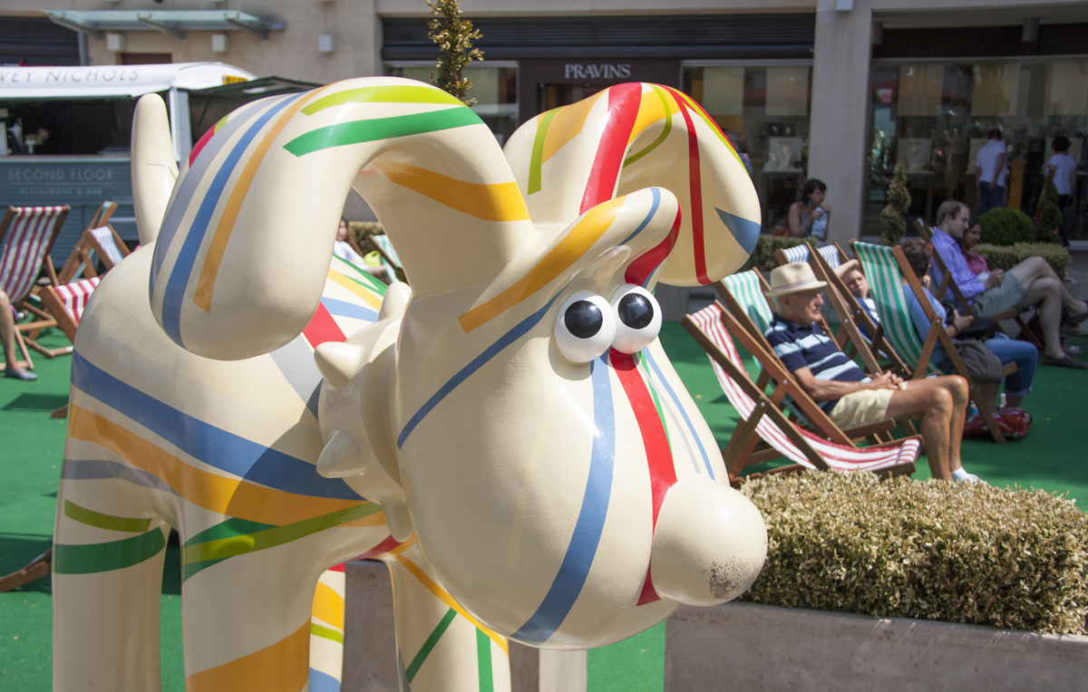 Decorative statue of Gromit a character from Aardman's Wallace and Gromit at Cabot Circus